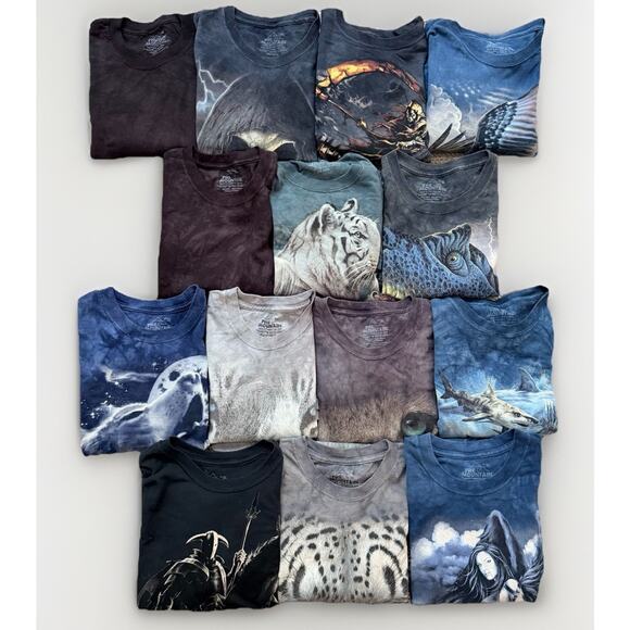 Lot of 14 The Mountain Wildlife Nature Tie Dye T-shirt Men’s XL Y2K Modern Blank - Picture 1 of 4